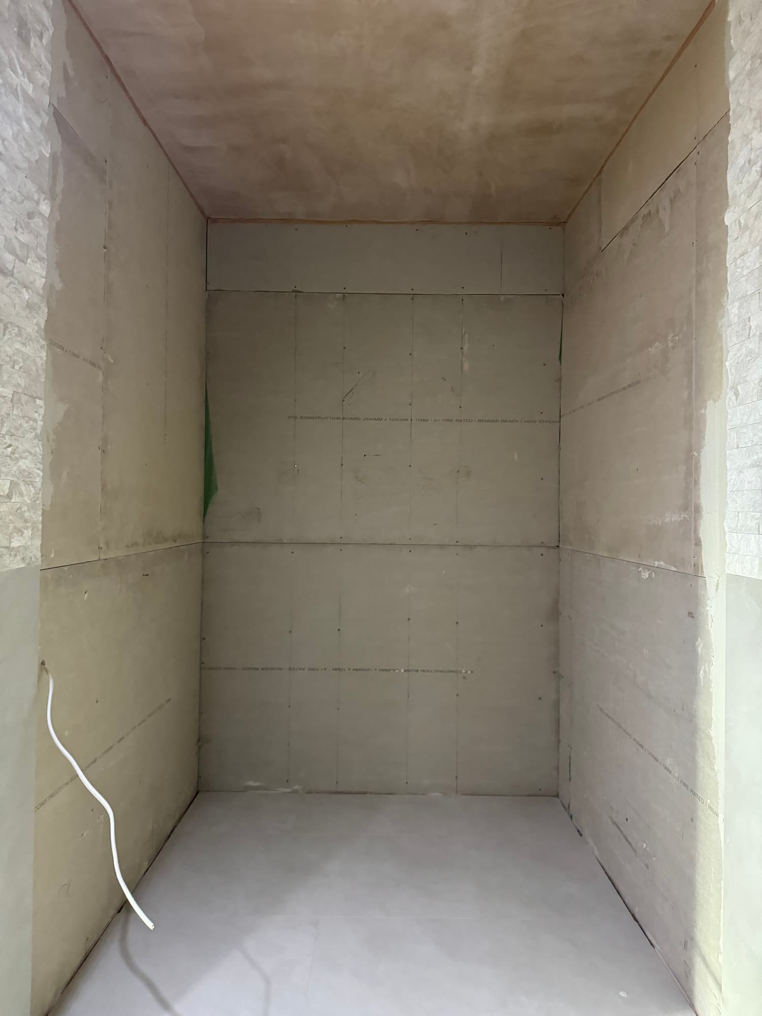 Unfinished Dartmouth sauna shell before timber lining and bench installation