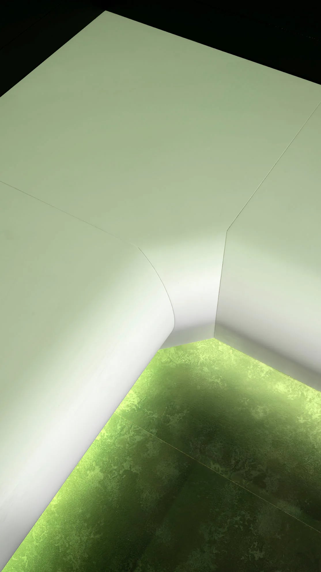 Curved steam room ceiling and recessed lighting detail